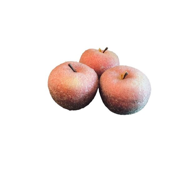 Vintage Beaded Sparkly Apple Kitschy Decor Set of 3  3.5" - Picture 2 of 7